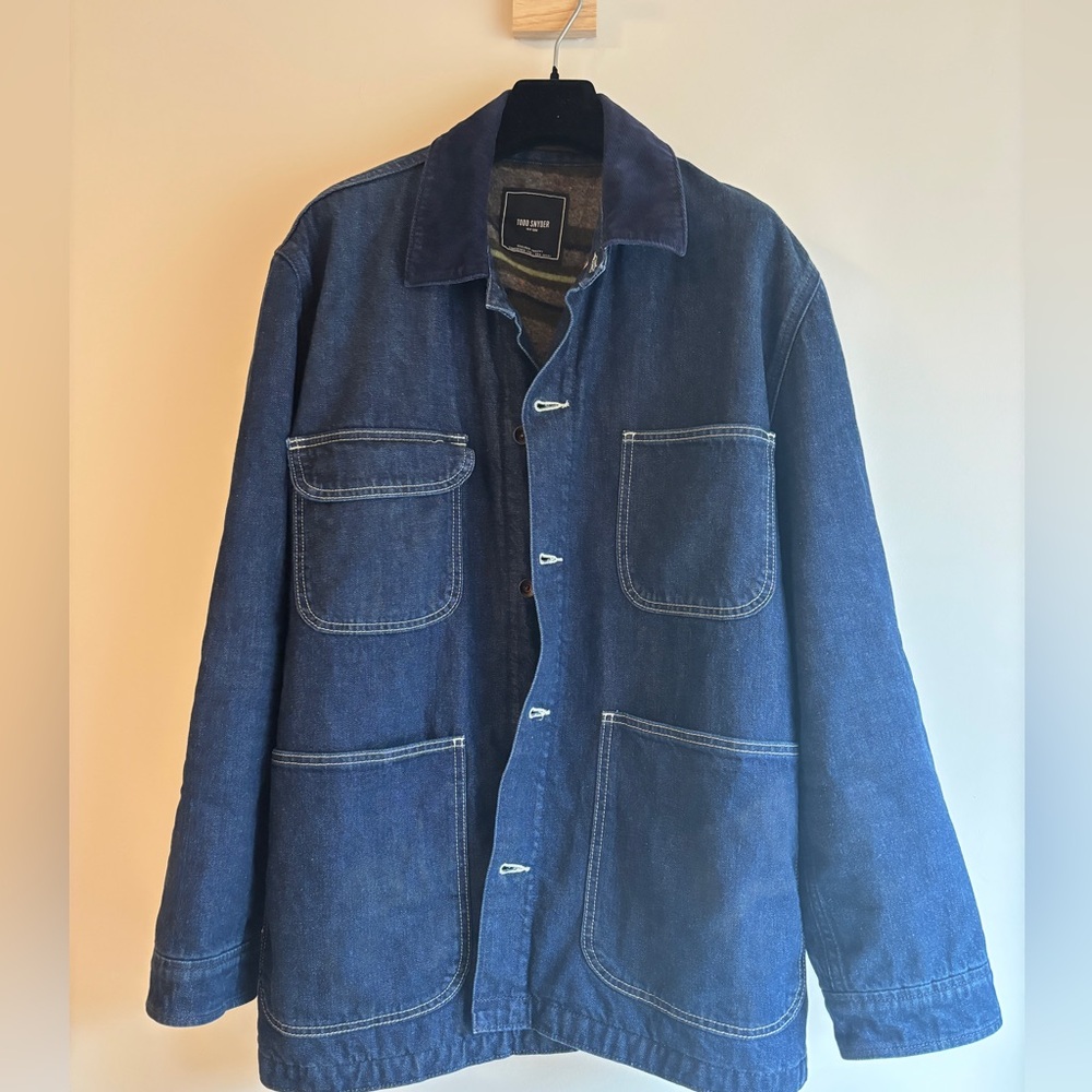 Todd Snyder Indigo Denim Blanket-Lined Workwear Chore Barn Jacket - XL - Picture 3 of 12